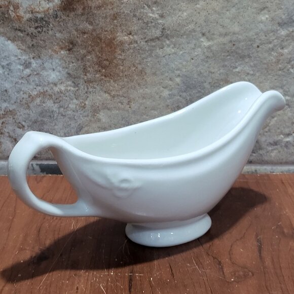 White Gravy Boat Handle Spout Marked Sterling East Liverpool Ohio USA 1930 - Picture 12 of 12